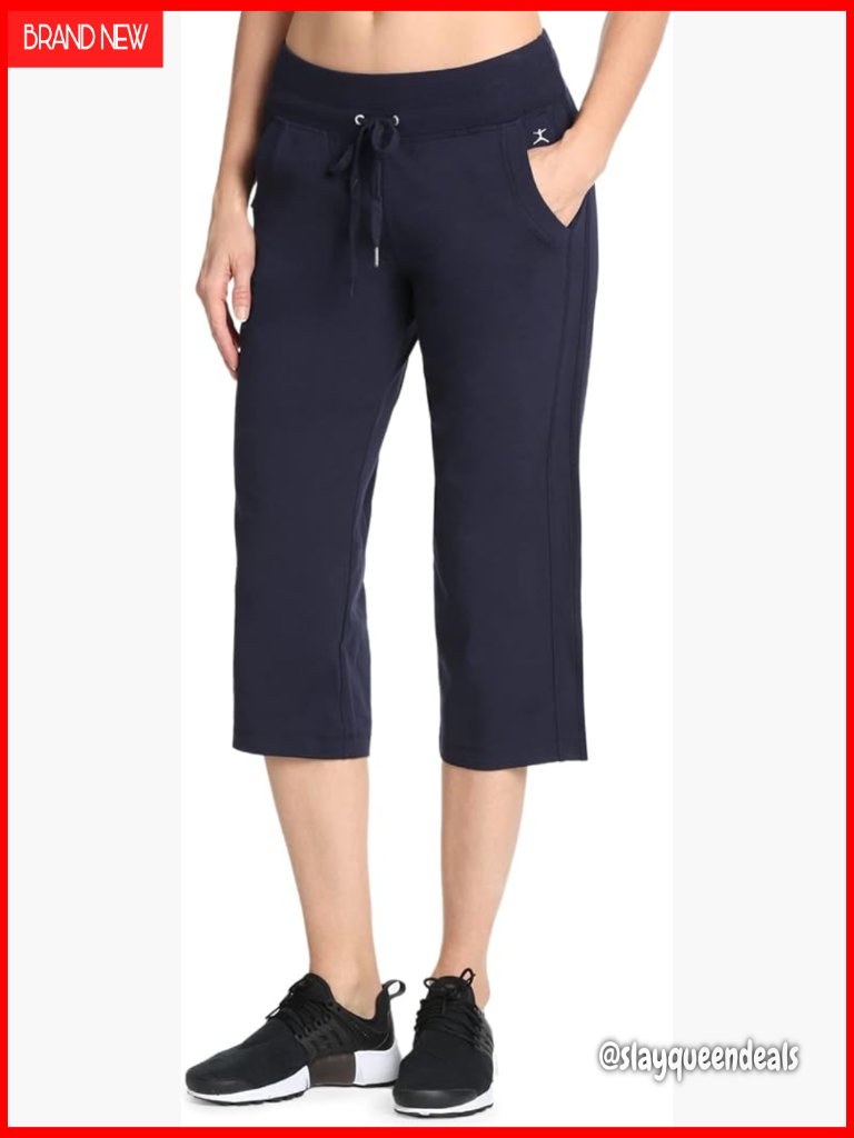 Cotton Spandex Drawcord Crop Pants High Rise Activewear